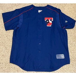 Texas Rangers Vintage Majestic Authentic Blue Batting Practice Jersey Size XL BP